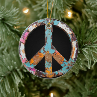 Décoration En Céramique 70s 60s Peace Sign Colorful