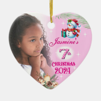 Décoration En Céramique 7e Noël Personnalisé Fille Photo Coeur Cadeau