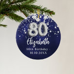 Décoration En Céramique 80e anniversaire marine bleu argent étoiles<br><div class="desc">Une couleur bleu marine arrière - plan avec des étoiles faux argent. La couleur bleue est inégale. Ajouter votre nom,  texte/date</div>