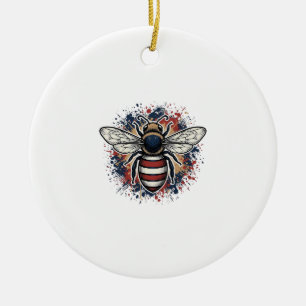 Décoration En Céramique Abeille patriotique gravure vintage vecteur Design
