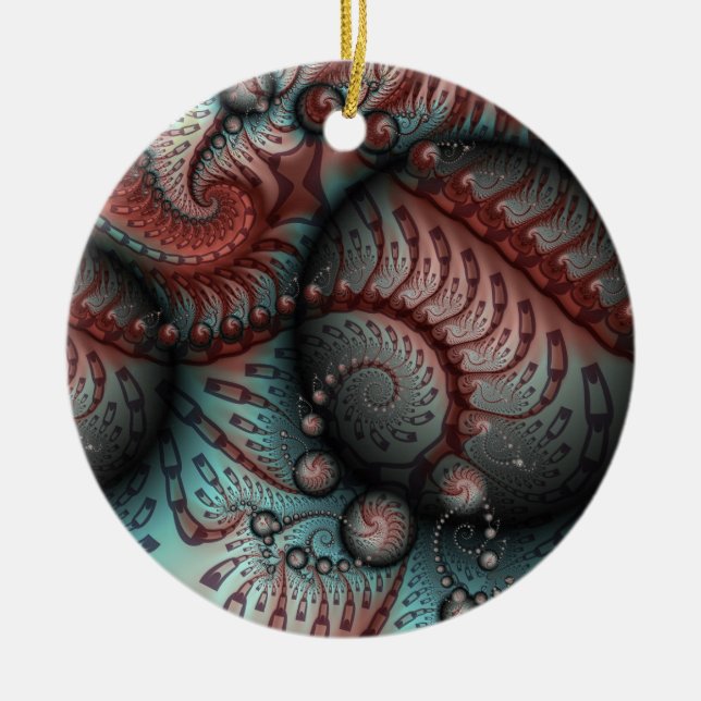 Décoration En Céramique Abstract Fantasy Fractal Balls Brown Blue Circle (Devant)