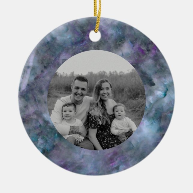 Décoration En Céramique Abstrait bleu violet turquoise quartz marbre grani (Devant)