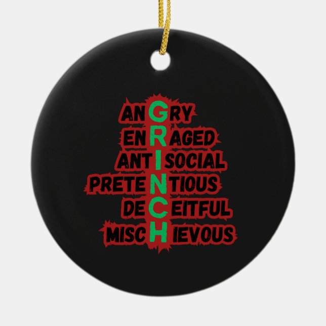 Décoration En Céramique Acrostique drôle Grinch pour Véritables Vacanciers (Devant)