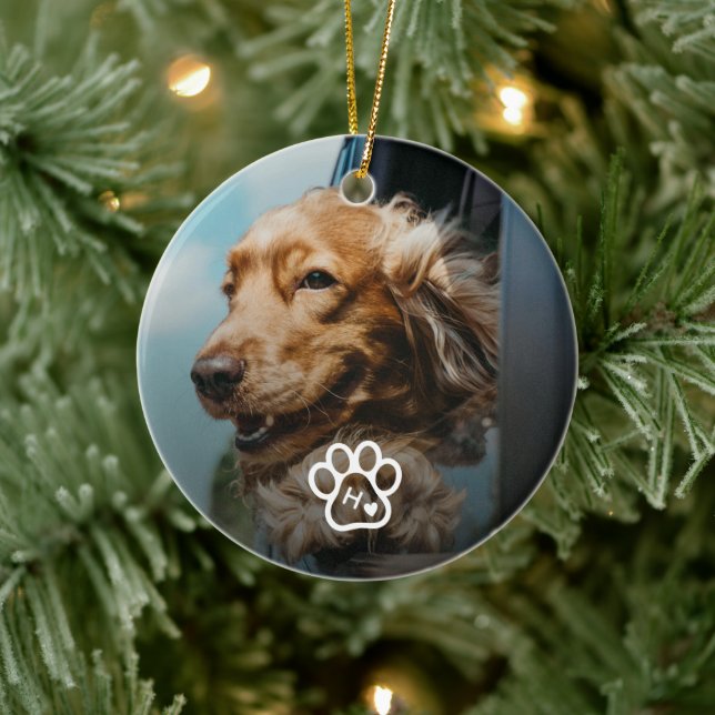 Décoration En Céramique Add Your Own Photo Dog Pets Monogram (Arbre)