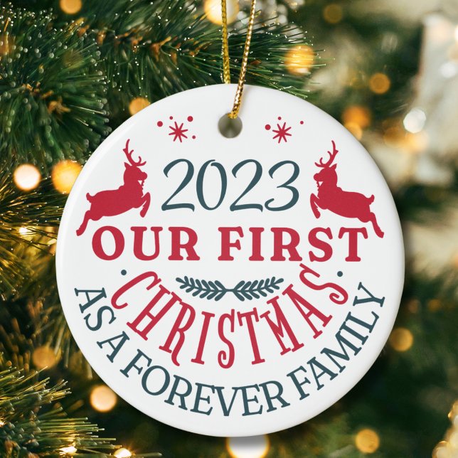 Décoration En Céramique Adoption "Notre premier Noël familial pour toujour (Our first christmas as a forever family adoption ornament custom year & name adoption keepsake gift)