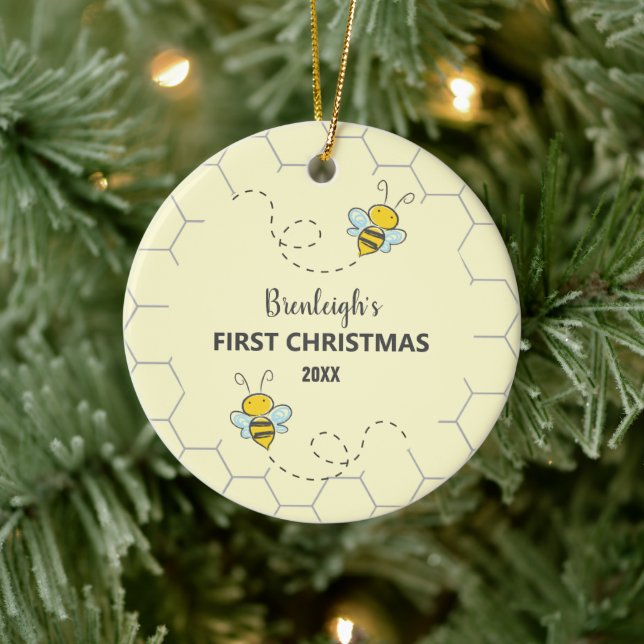 Décoration En Céramique Adorable Bumble Bee First Christmas Custom (Arbre)
