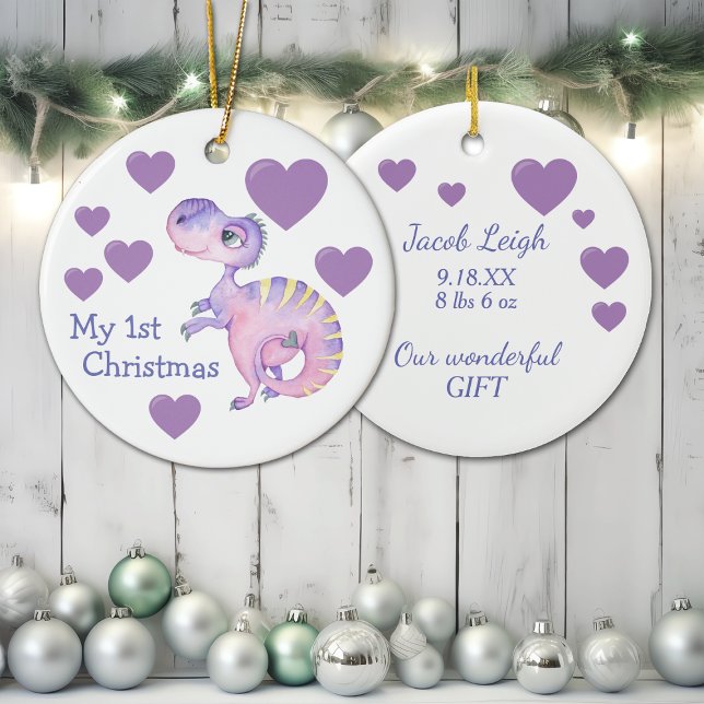 Décoration En Céramique Adorable Dinosaur bébé premier Noël (Créateur téléchargé)