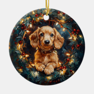 Décoration En Céramique Adorable Doxie Chien Lumières Arbre de Noël