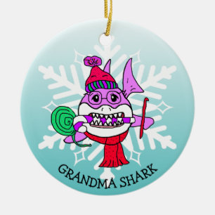 Décoration En Céramique Adorable grand-mère personnalisée requin et floc