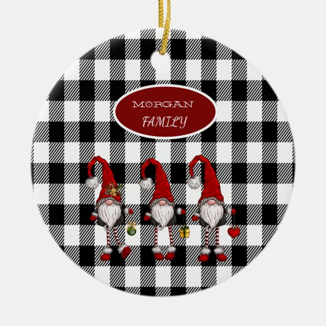 Décoration En Céramique Adorable Mignonne Gnomes Buffalo Plaid (Devant)