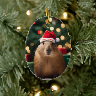 Décoration En Céramique Adorable Noël Capybara,