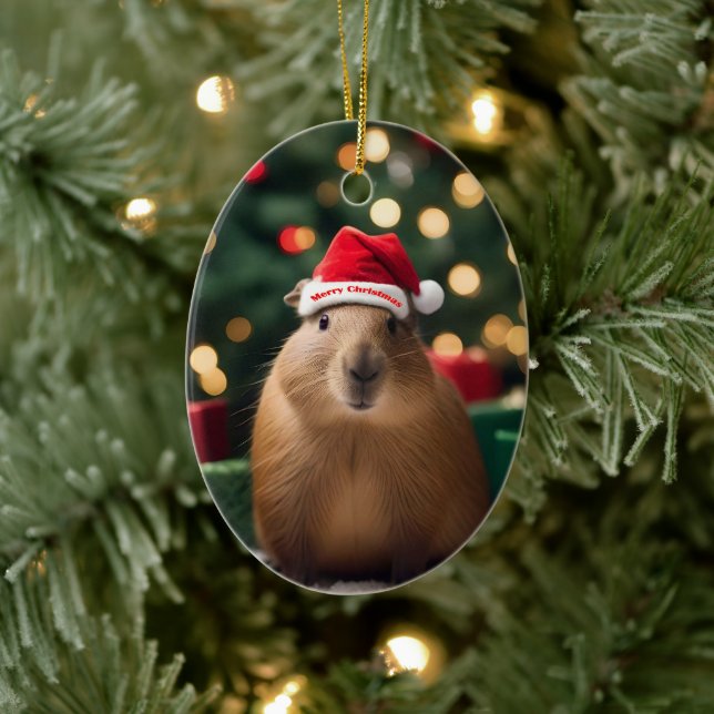 Décoration En Céramique Adorable Noël Capybara, (Arbre)