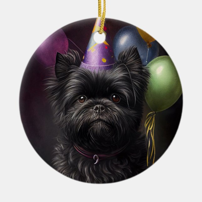 Décoration En Céramique Affenpinscher Chien Ballons d'anniversaire (Devant)