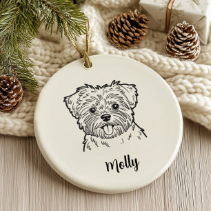 Décoration En Céramique Affenpinscher chien de Noël personnalisé