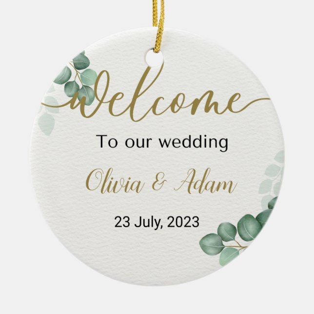 Décoration En Céramique Affiche de bienvenue Mariage Eucalyptus écocouleur (Devant)