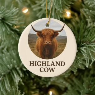 Décoration En Céramique Affiche de portrait de vache des Highlands avec "V