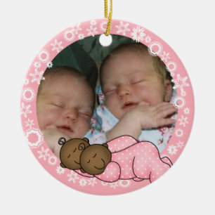 Décoration En Céramique African American Twin Girls 1er Noël Ornament