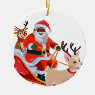 Décoration En Céramique Afro père Noël et ses amis