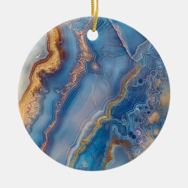 Décoration En Céramique Agate en dentelle bleue (Devant)