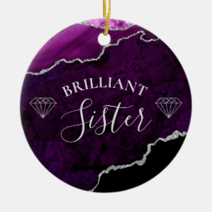 Décoration En Céramique Agate moderne en marbre violet brillant Soeur