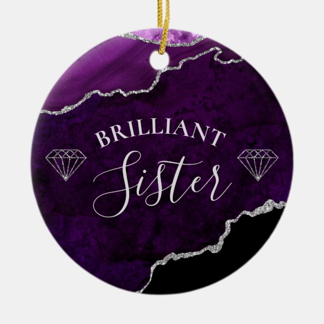 Décoration En Céramique Agate moderne en marbre violet brillant Soeur (Devant)