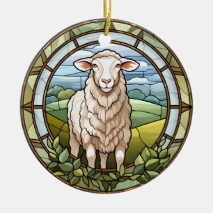 Décoration En Céramique Agneau de mouton de ferme en verre doux