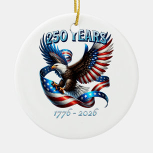 Décoration En Céramique Aigle Patriotique et Drapeau 250 Ans 1776-2026