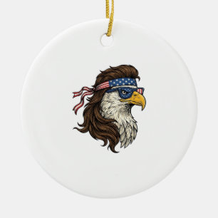Décoration En Céramique Aigle patriotique Mullet Gravure vintage vecteur D