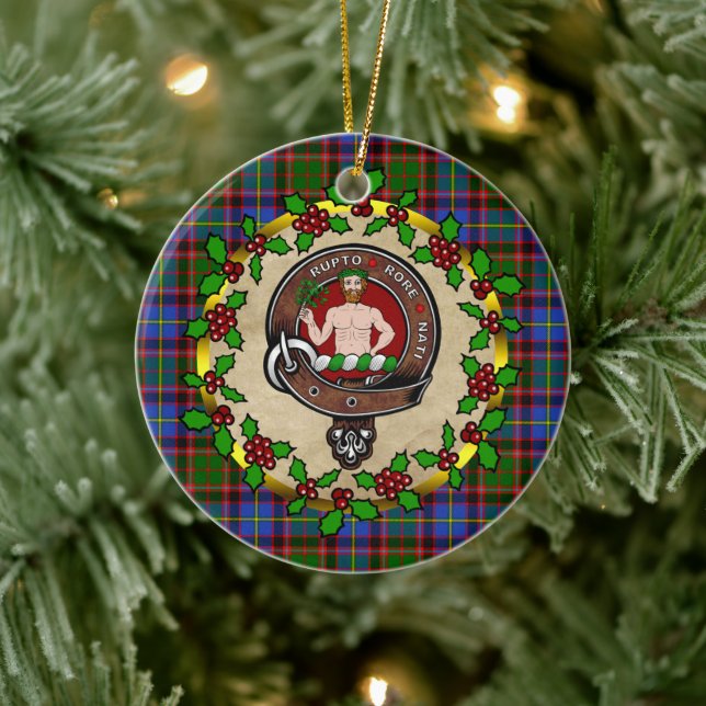 Décoration En Céramique Aikenhead Clan Badge & Tartan Personnalisé Noël (Arbre)