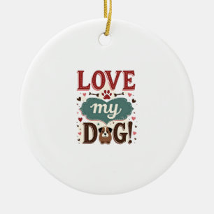 Décoration En Céramique Aime-moi, aime mon chien, empreinte de patte de ch