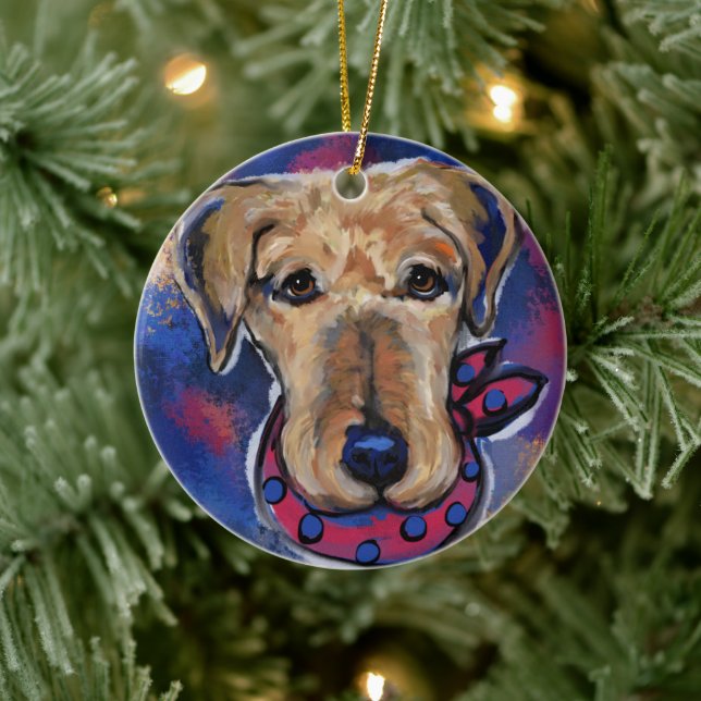 Décoration En Céramique Airedale Terriers (Arbre)