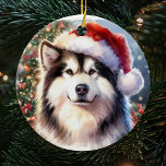 Décoration En Céramique Alaskien Malamute Santa Hat Aquarelle Noël<br><div class="desc">Élever votre décor de vacances avec notre Malamute Chien Santa Hat Aquarelle de Noël Ornement en céramique, avec une charmante représentation de votre bien-aimé compagnon canin orné d'un chapeau de Père Noël festif. Cet ornement unique allie l'esprit ludique de la race Malamute à la beauté artistique d'une aquarelle, ajoutant une...</div>
