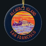 Décoration En Céramique Alcatraz Island San Francisco Cercle en détresse<br><div class="desc">Art vectoriel Alcatraz Island. Alcatraz Island à la tombée de la nuit avec un phare,  fortification militaire et prison fédérale située à San Francisco,  Californie.</div>