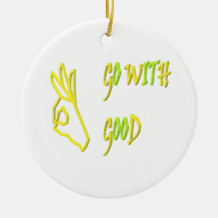 Décoration En Céramique Aller avec de bons mots de message design vert pâl