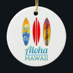 Décoration En Céramique Aloha Hawaii Surfboards<br><div class="desc">A cool island surfing design celebrating the spirit of Hawaii and Aloha with three vintage retro surfboards. Whether you are hitting the waves or beach bumming in the sand this Hawaiian gift is perfect for any island vacation.</div>