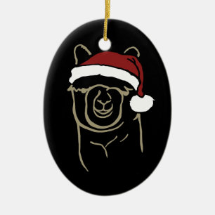 Décoration En Céramique Alpaga de faon avec le casquette de Père Noël