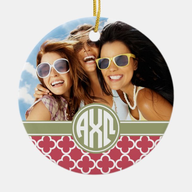 Décoration En Céramique Alpha Chi Omega | Monogramme et Photo (Devant)