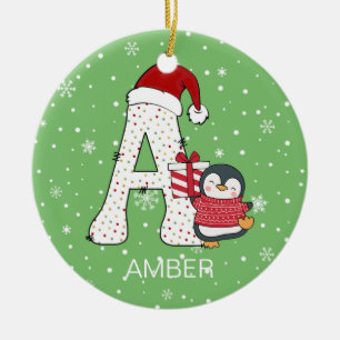 Décoration En Céramique Alphabet de Noël Un chapeau de Noël Pingouin Floco