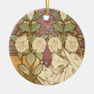 Décoration En Céramique Alphonse Mucha Étoiles Élégantes Art Nouveau Camél