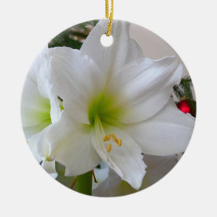 Décoration En Céramique Amaryllis blanc et sapin de Noël