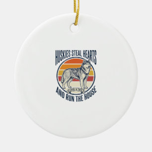 Décoration En Céramique Amateur de chien Husky Gravure vintage drôle Propr