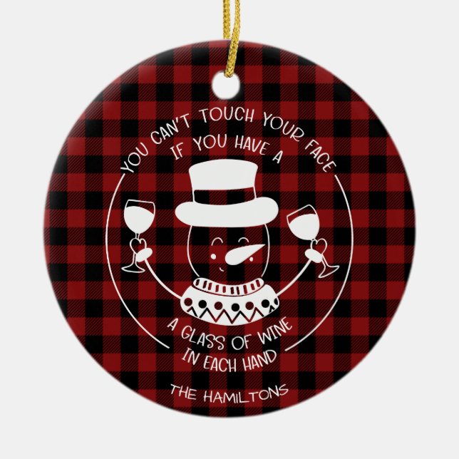 Décoration En Céramique Amateurs de vin Drôle 2020 Covid Pandemic Noël (Devant)