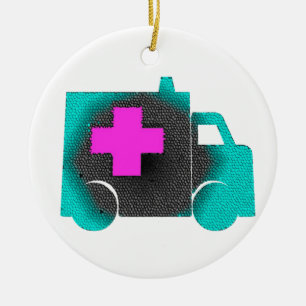 Décoration En Céramique ambulance infirmière secouriste médecin urgence bl