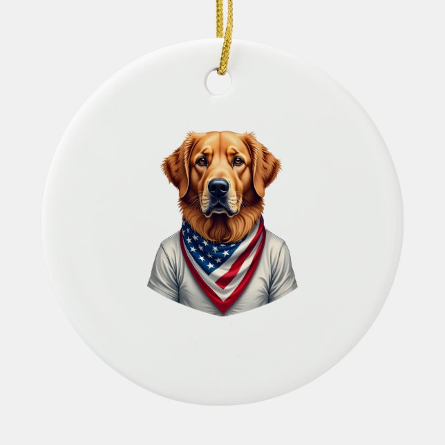 Décoration En Céramique American Canine Golden Retriever Vintage Tee (Devant)