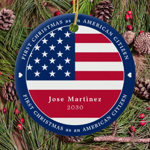 Décoration En Céramique American Citizen Custom Patriotic Premier Noël