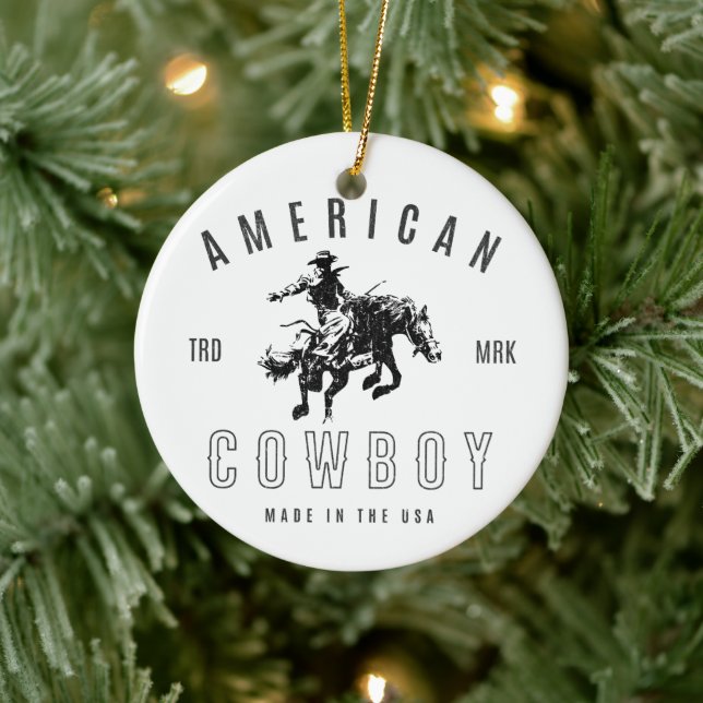 Décoration En Céramique American Cowboy - Fabriqué aux États-Unis (Arbre)