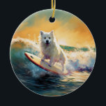 Décoration En Céramique American Eskimo Beach Surf Peinture<br><div class="desc">Plongez dans le monde ludique de l'aventure canine avec cette peinture captivante. Un chien en ébullition se rend aux vagues, chevauchant habilement le surf sur une plage baisée par le soleil. L'oeuvre d'art vibrante capte magnifiquement l'essence de l'excitation au bord de la plage tandis que le chien court sans crainte...</div>