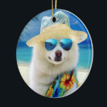 Décoration En Céramique American Eskimo on Beach, cadeau d'été pour amoure<br><div class="desc">Vous cherchez un cadeau d'été parfait pour un amoureux des chiens? Ne cherchez pas plus loin que ce magnifique Chien sur la scène de plage design! Ce design accrocheur saisit l'esprit ludique de cette race bien-aimée qui frôle le sable et prend le soleil et le surf. Avec ses couleurs vives...</div>