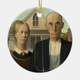 Décoration En Céramique American Gothic Grant Wood Farmhouse