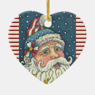 Décoration En Céramique AMERICANA ST. NICK, FÊTE DE NOËL ORNAMENT Hrt